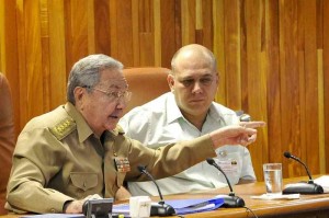 Raúl Castro shown here with Public Health Minister Dr. Roberto Morales Ojeda.