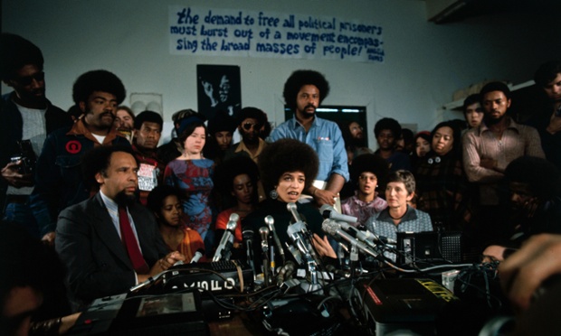 Davis gives her first news conference after being released on bail, 1972. Photograph: Bettmann/Corbis
