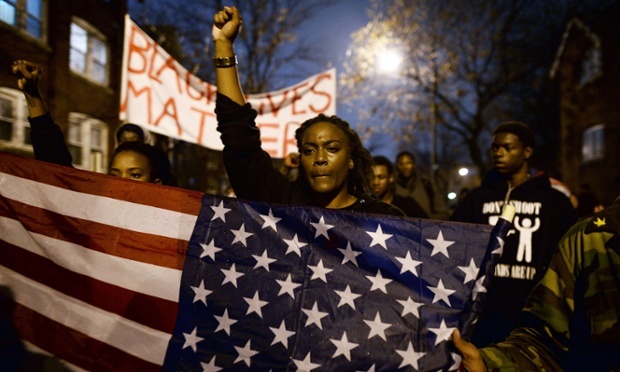 Demonstrators protest against the death of Michael Brown, St Louis, November 2014. Photograph: Jewel Samad