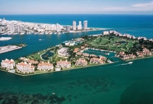 Miami's Fisher Island, which you get to only by ferry, and then only if you live there or are invited by a resident.