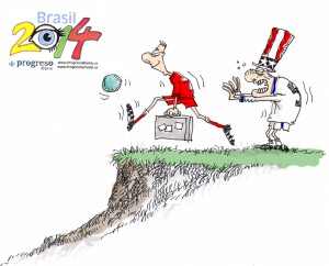 (6-22-14) - Portuguese mega star Ronaldo saved his team from going over the cliff with a perfect last second pass to Varela that tied the match vs. U.S. Final score: 2-2. 