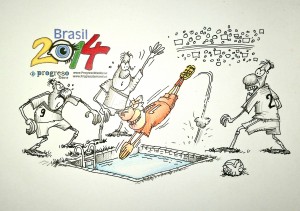 (7/06/14) – Sunday was a day of rest from the TV screen, but not from ongoing commentary. On Saturday Costa Rica, a team which had yet to lose a match, lost and was eliminated by penalties. The Netherlands goes on to the semis and has become identified with Robben’s ‘dives’ or should we call them shots at the goal.