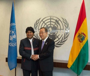 U.N. Secretary General Ban Ki Moon praised President Morales as a "symbol of the developing world."