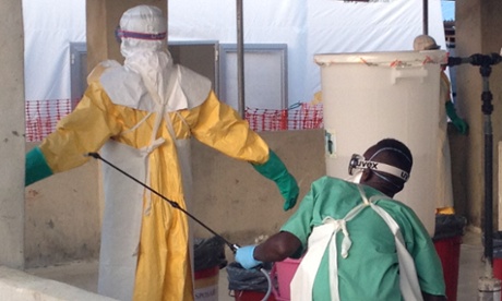 Volunteers in the Ebola treatment centre, Bo, Sierra Leone. Photograph: Natasha Lewer