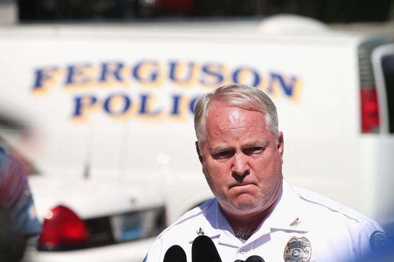 Ferguson Police Chief Tom Jackson fields questions from press