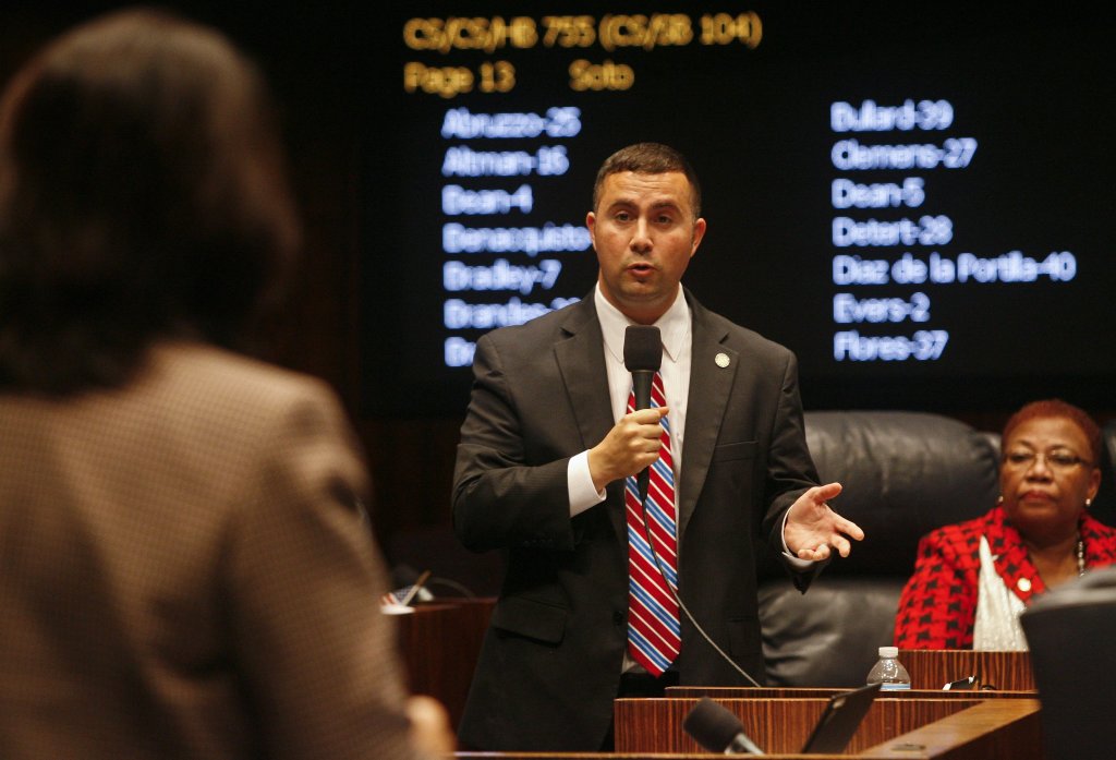 Sen. Darren Soto, D-Orlando, on the floor of the Senate in Tallahassee, Florida on April 24, 2014. (Phil Sears/AP …