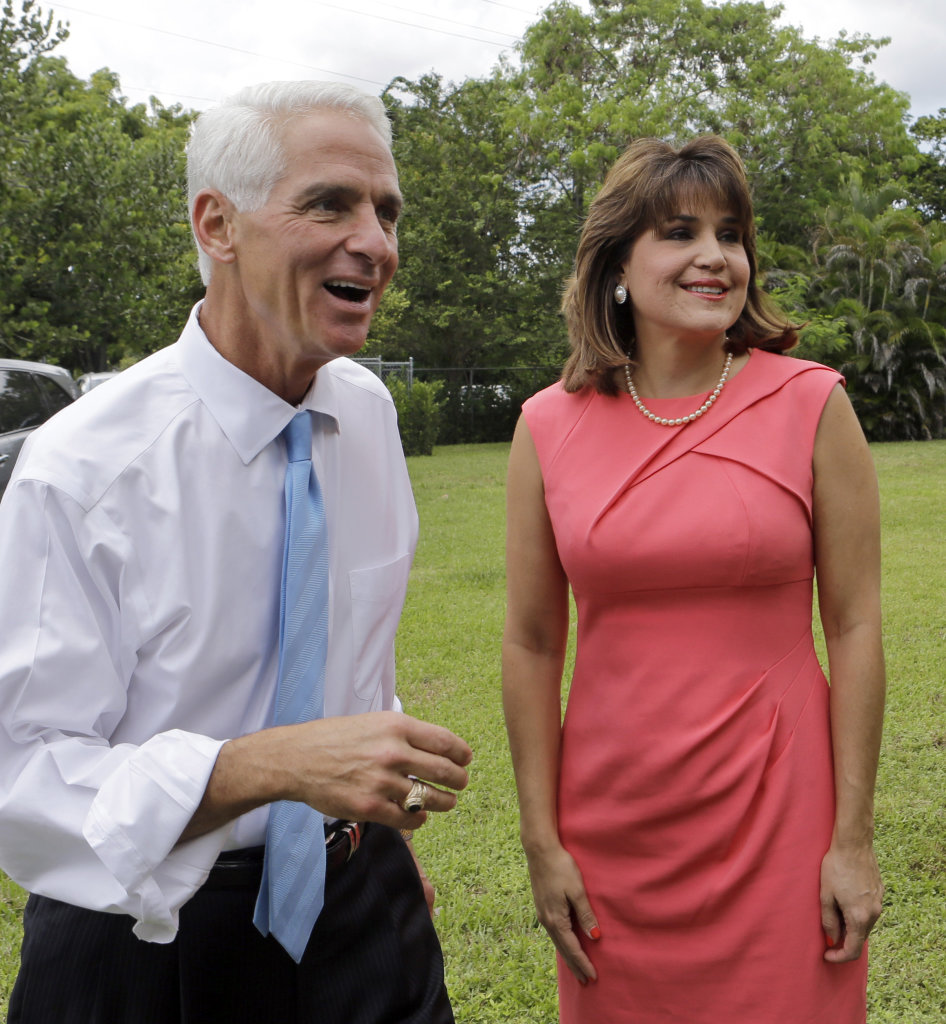 Democratic gubernatorial candidate Charlie Crist, left, and Annette Taddeo, Democratic candidate for lieutenant …