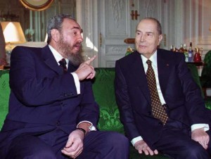 Fidel Castro during his 1995 visit with then-President François Mitterrand.