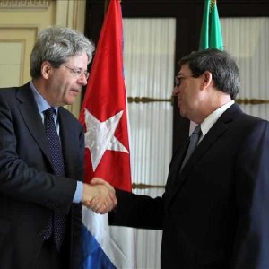 Gentiloni and Cuban Foreign Minister Bruno Rodríguez.