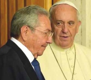 Pope Francis and Raúl Castro in the Vatican in May.