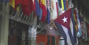 The Cuban flag is added to the more than 150 that fly at the U.S. State Department.