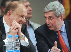 Gennady A. Zyuganov, left, and Ivan Melnikov.