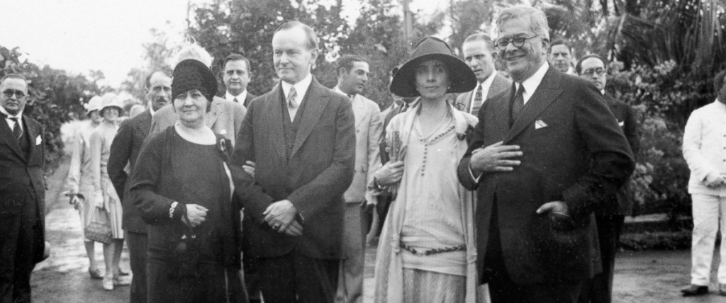 U.S. President Calvin Coolidge, second from left, and his wife, first lady Grace Coolidge, third from left, are shown with the President of Cuba General Gerardo Machado y Morales, right, and his wife, Elvira Machado, left, on the estate of President Machado in Havana, Cuba, Jan. 19, 1928.