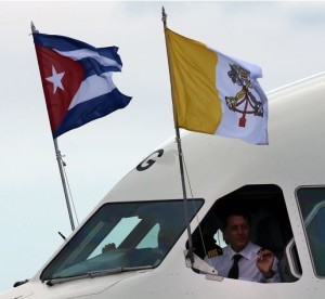 Papal plane upon arrival in Havana in Sept. 2015
