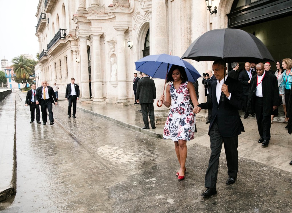 President Barack Obama and First Lady Michelle Obama walk to the motorcade after touring Old Havana, Cuba, Sunday, March 20, 2016. (Official White House Photo by Pete Souza)