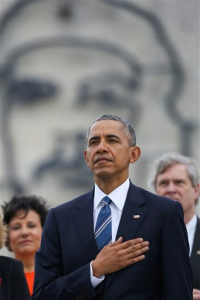 Obama at ceremony before the José Martí Memorial.