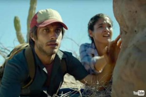 Gael García Bernal as Moisés, and Alondra Hidalgo as Adela in "Desierto."