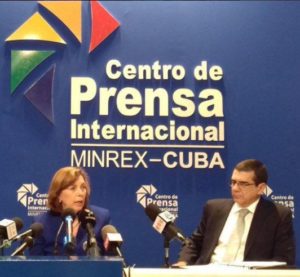 Josefina Vidal and Ambassador Cabañas hosted press conference after the meeting.