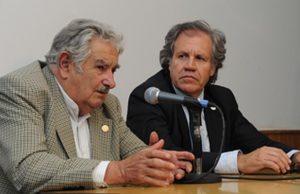 Former Uruguayan president Pepe Mujica (on left) has denounced Almagro.