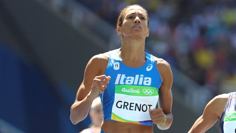 Libania Grenot, wearing the Italian uniform, took part in the women's 400-meter race.